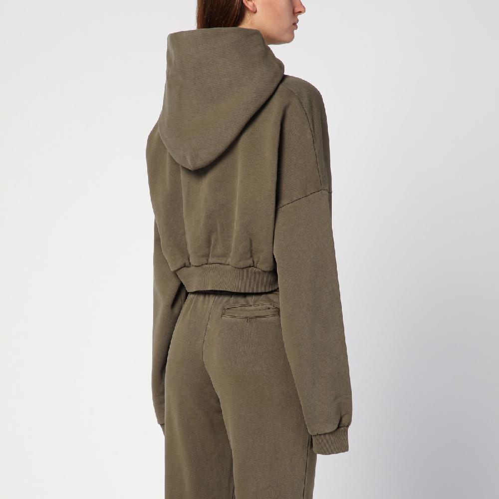 Entire Studios Felpa cropped verde militare in cotone organico Nuova
