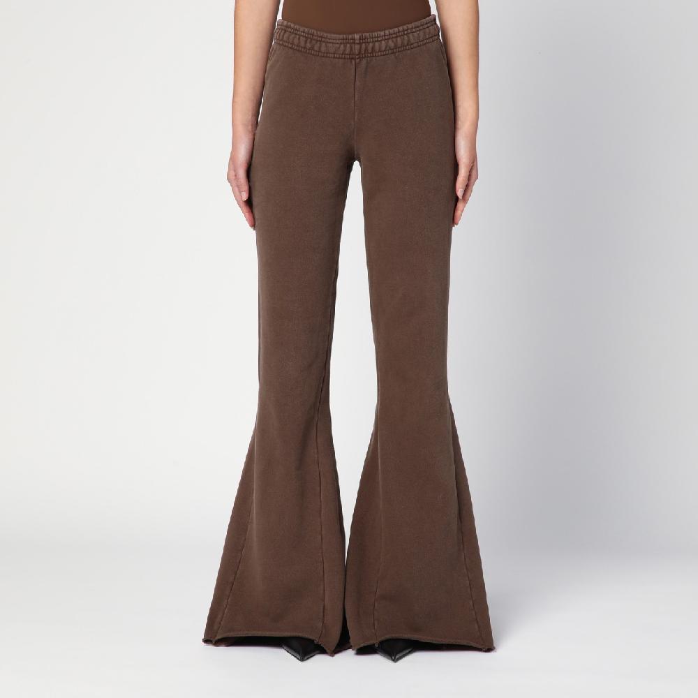 Entire Studios Pantalone a zampa marrone in cotone organico
