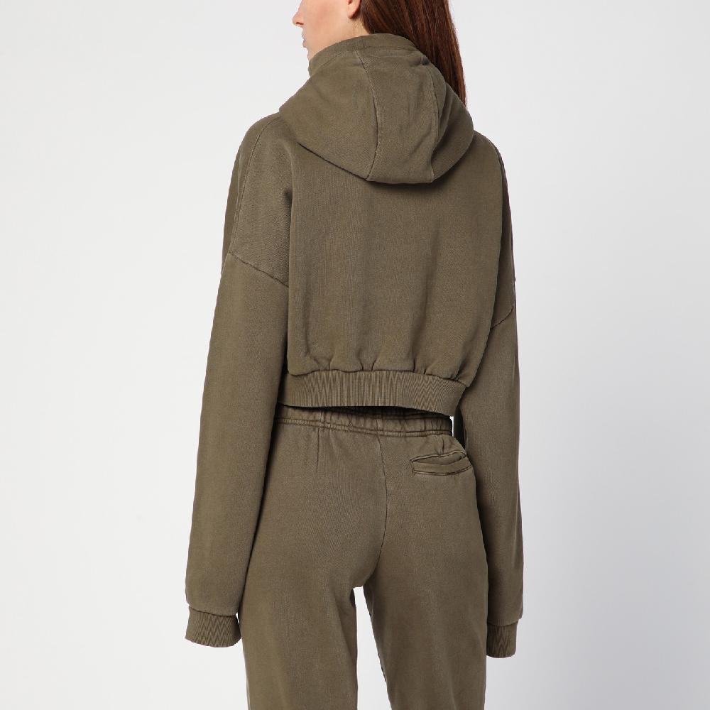 Entire Studios Felpa cropped verde militare in cotone organico 2025