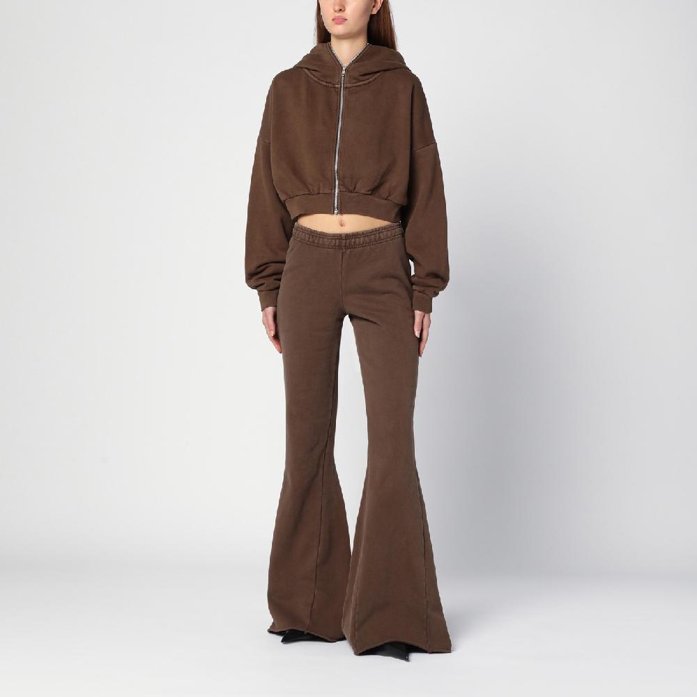 Entire Studios Felpa cropped marrone in cotone organico In Linea
