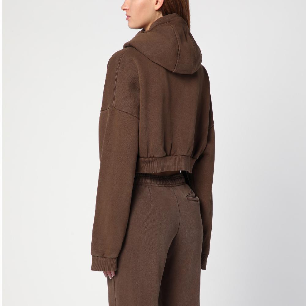 Entire Studios Felpa cropped marrone in cotone organico In Linea