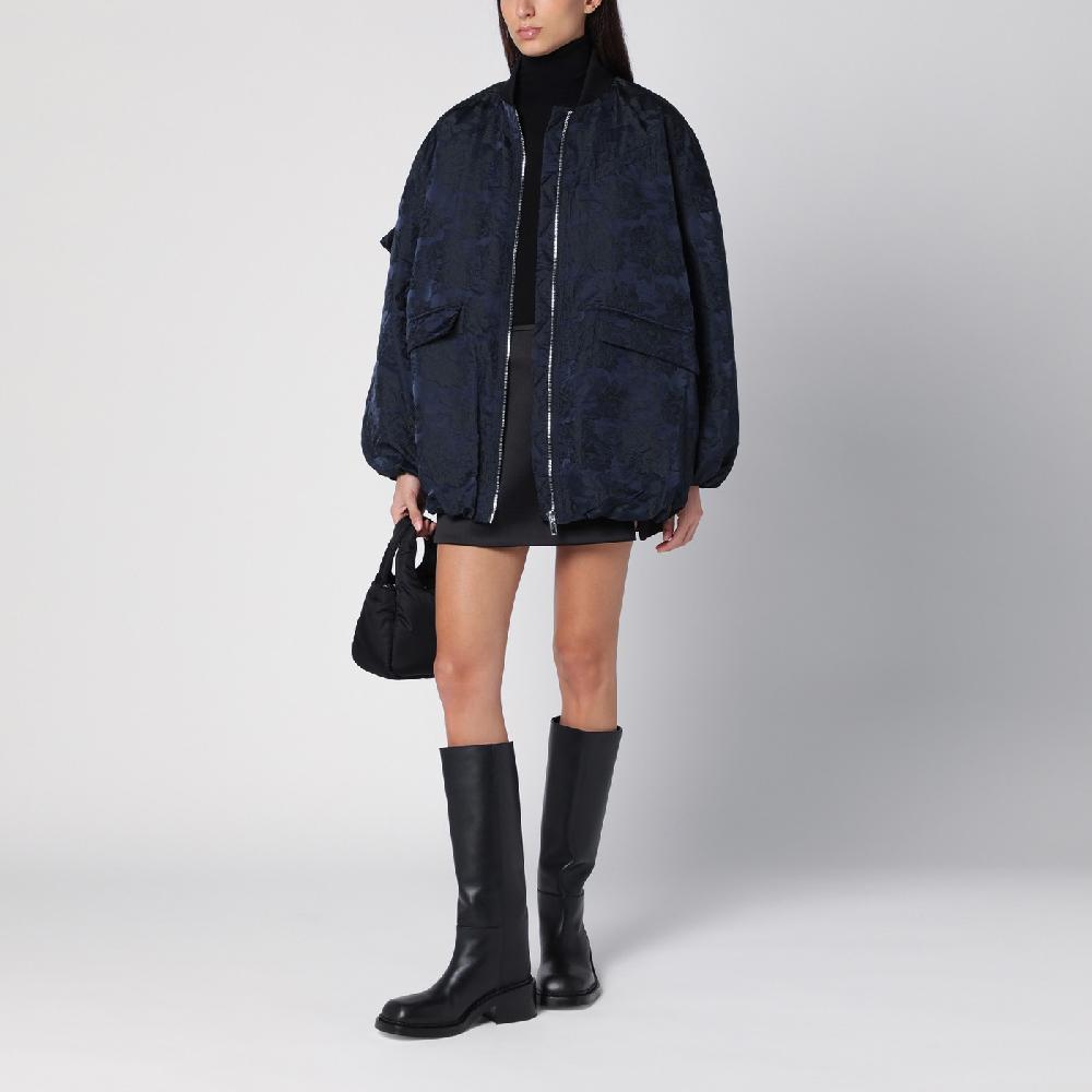 Ganni Bomber blu navy con zip Spedizione Gratuita