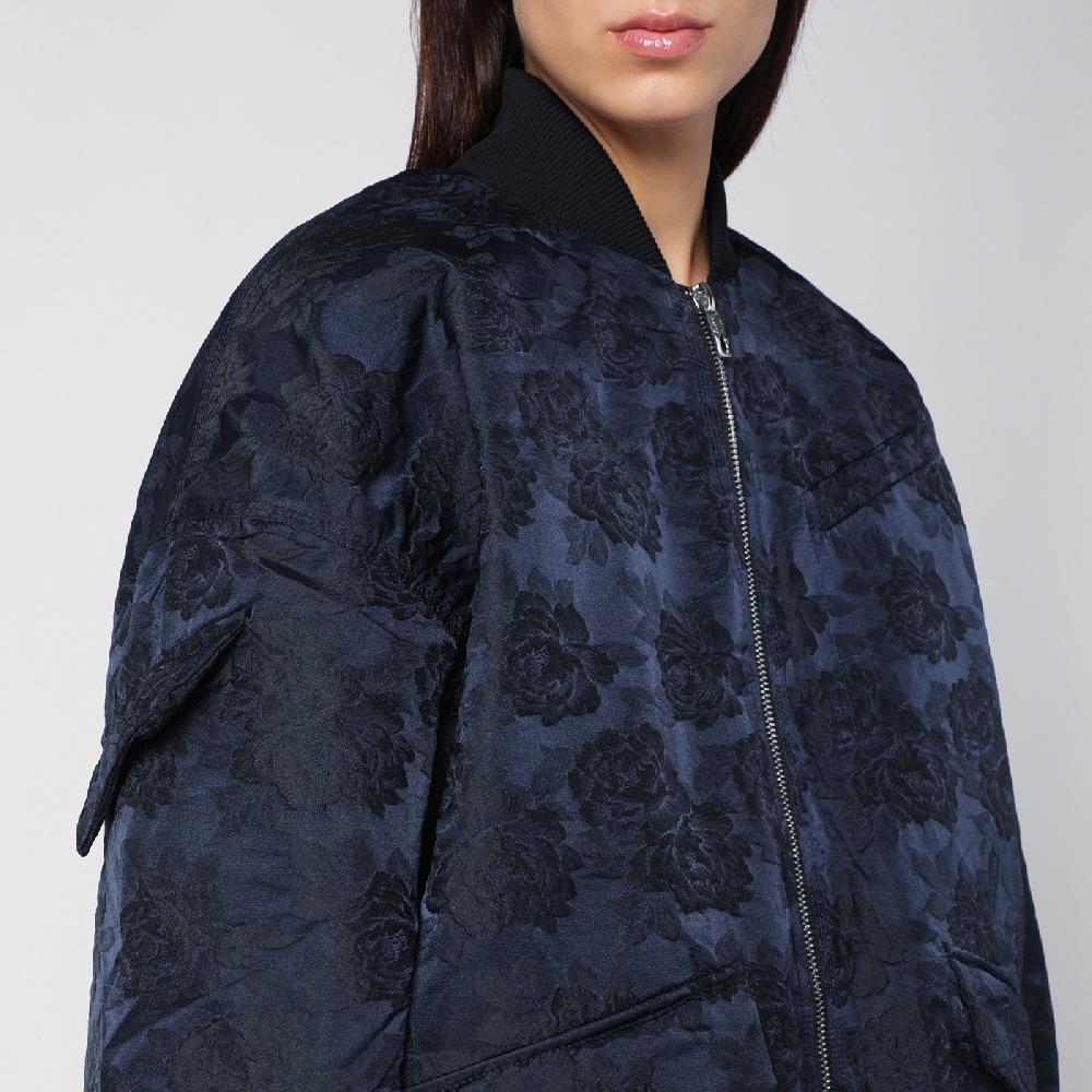 Ganni Bomber blu navy con zip Spedizione Gratuita