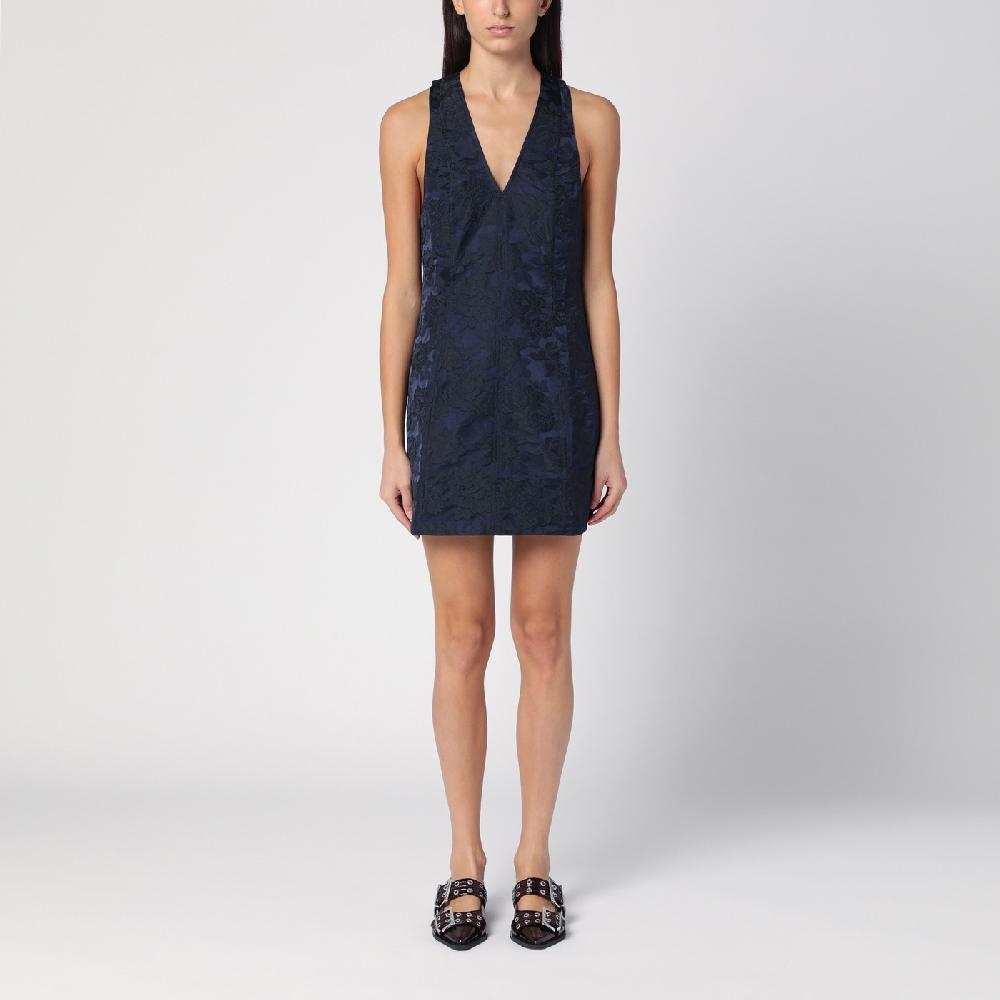 Ganni Mini abito blu navy con dettaglio nodo