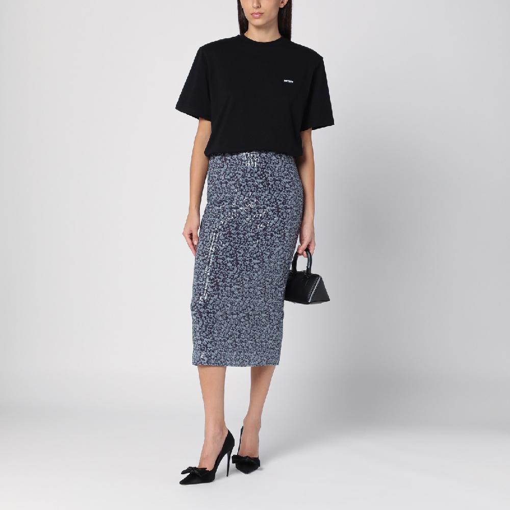 ROTATE Birger Christensen T-shirt nera in cotone organico Negozi Online