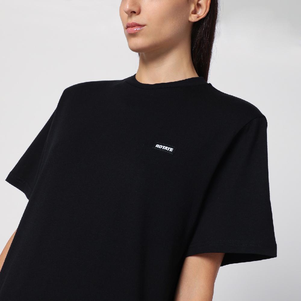 ROTATE Birger Christensen T-shirt nera in cotone organico Negozi Online