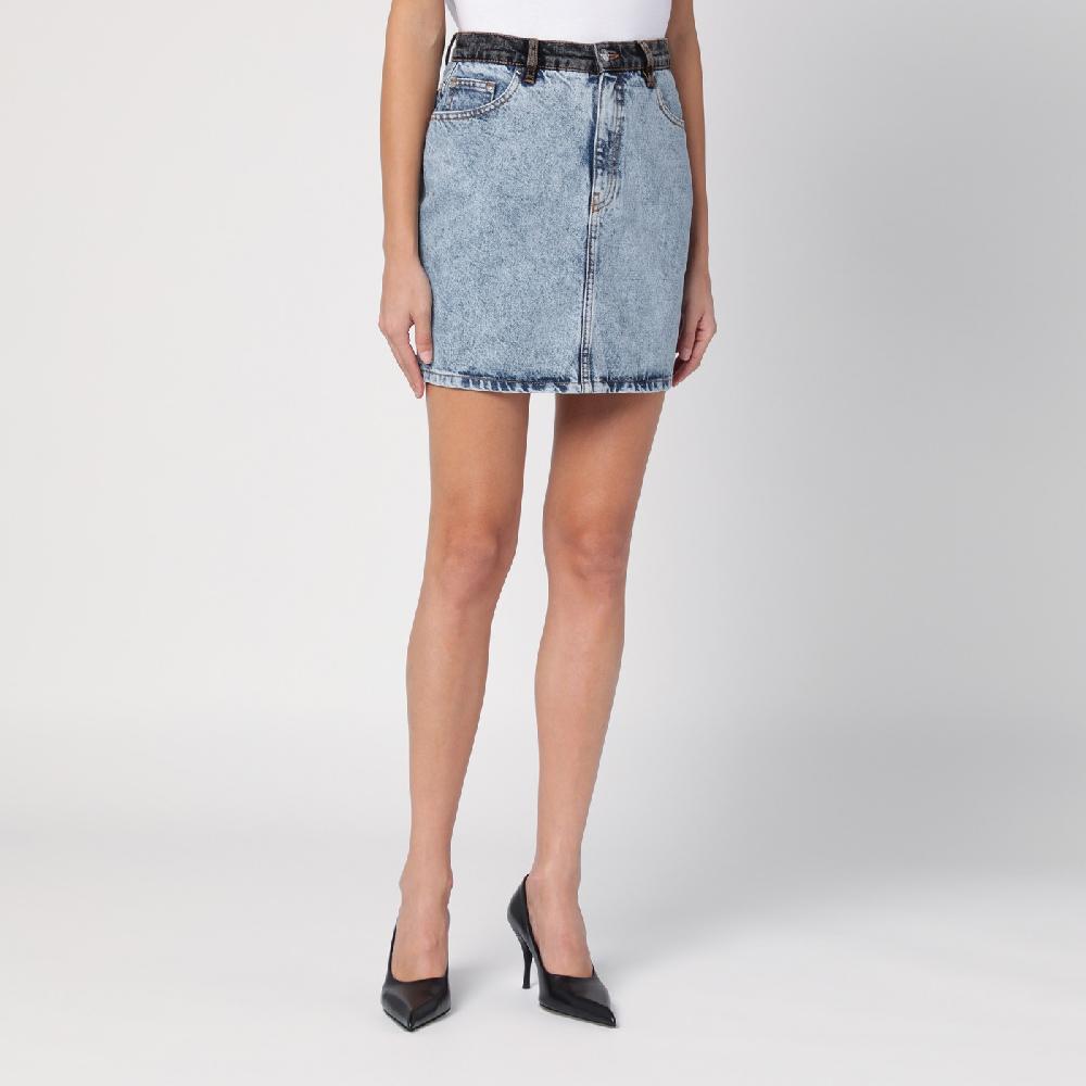 ROTATE Birger Christensen Mini gonna patchwork in denim organico Acquista Ora