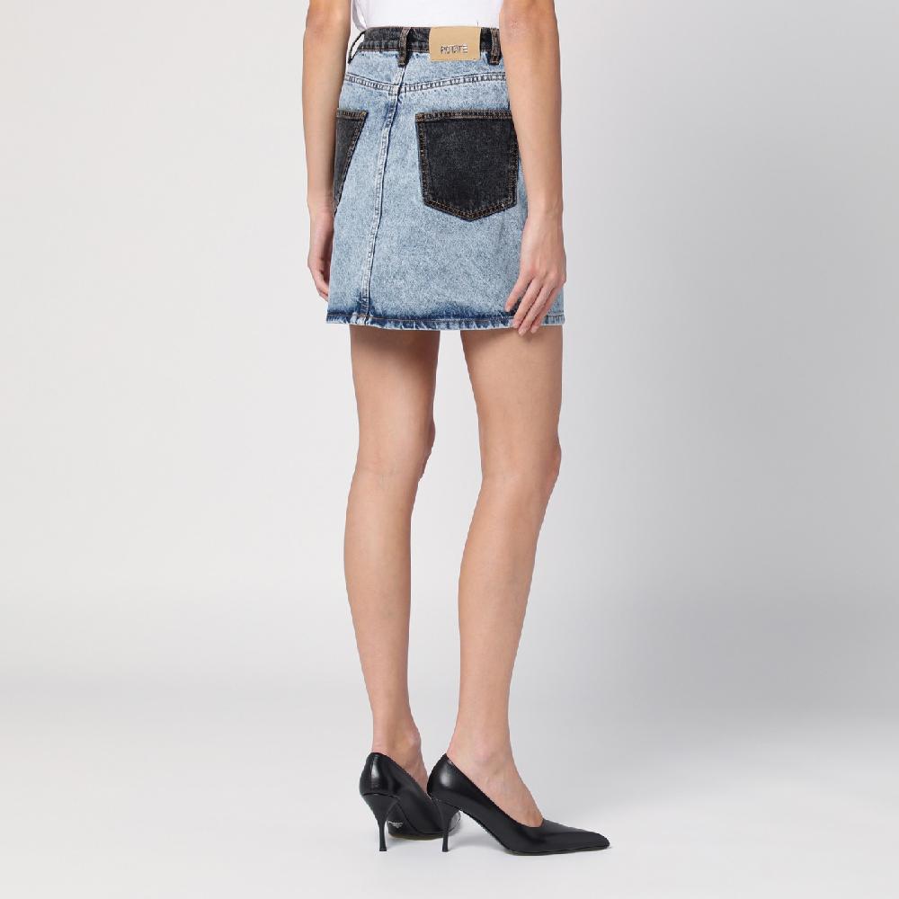 ROTATE Birger Christensen Mini gonna patchwork in denim organico Acquista Ora