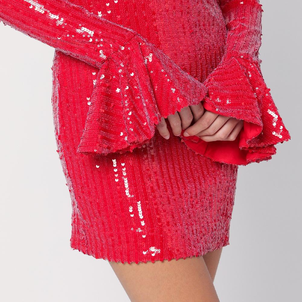 ROTATE Birger Christensen Mini abito rosso con micro paillette Consegna Veloce
