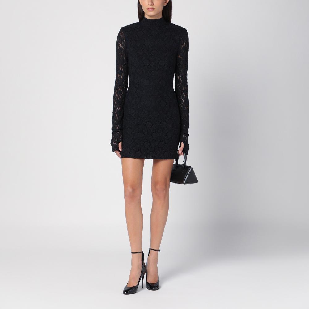 ROTATE Birger Christensen Mini abito nero in pizzo Shopping Online