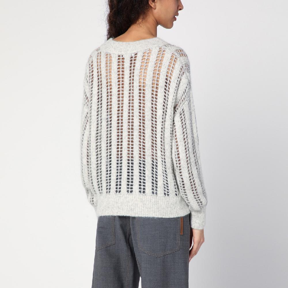 Brunello Cucinelli Maglione Dazzling Net grigio perla Novità