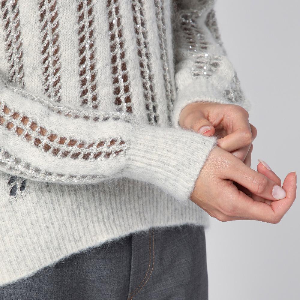 Brunello Cucinelli Maglione Dazzling Net grigio perla Novità