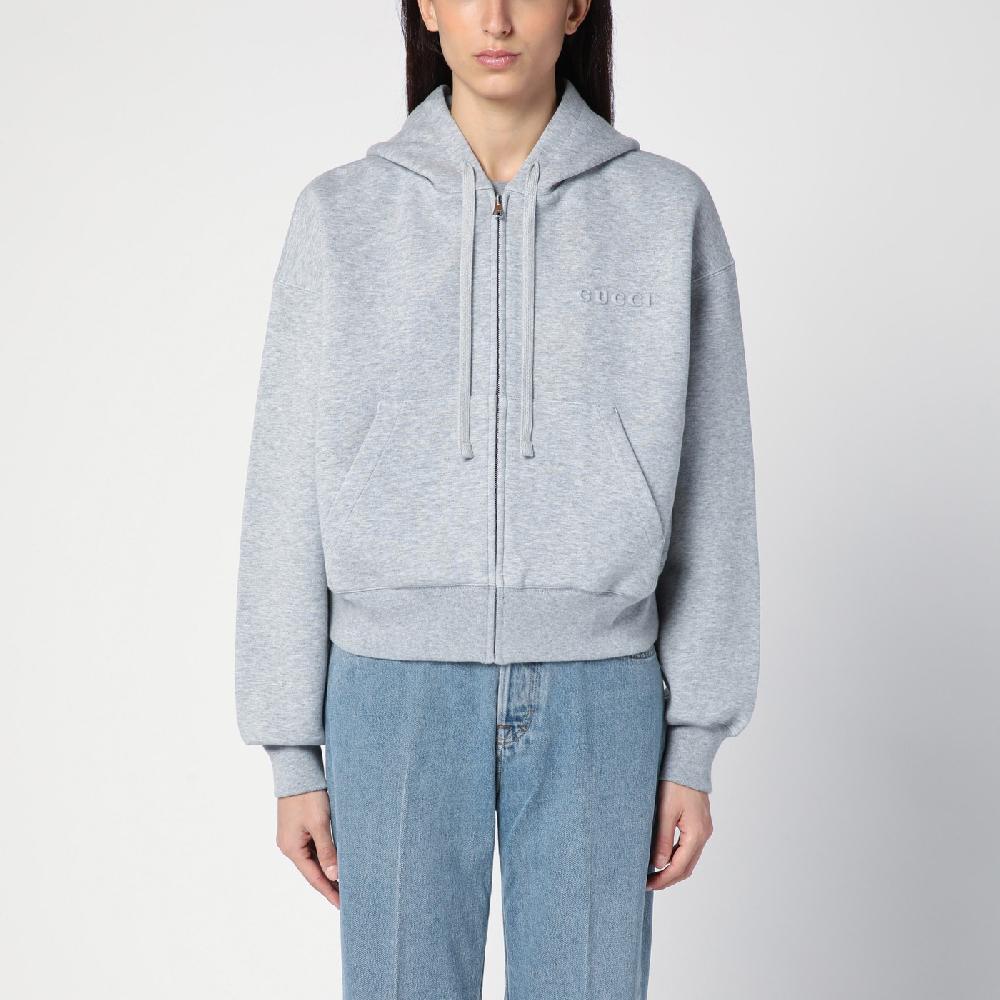 GUCCI Felpa grigia mélange in misto cotone