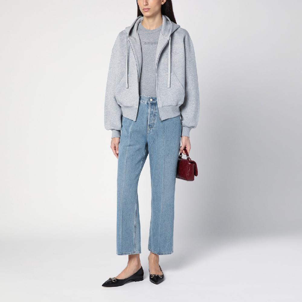 GUCCI Felpa grigia mélange in misto cotone Presa