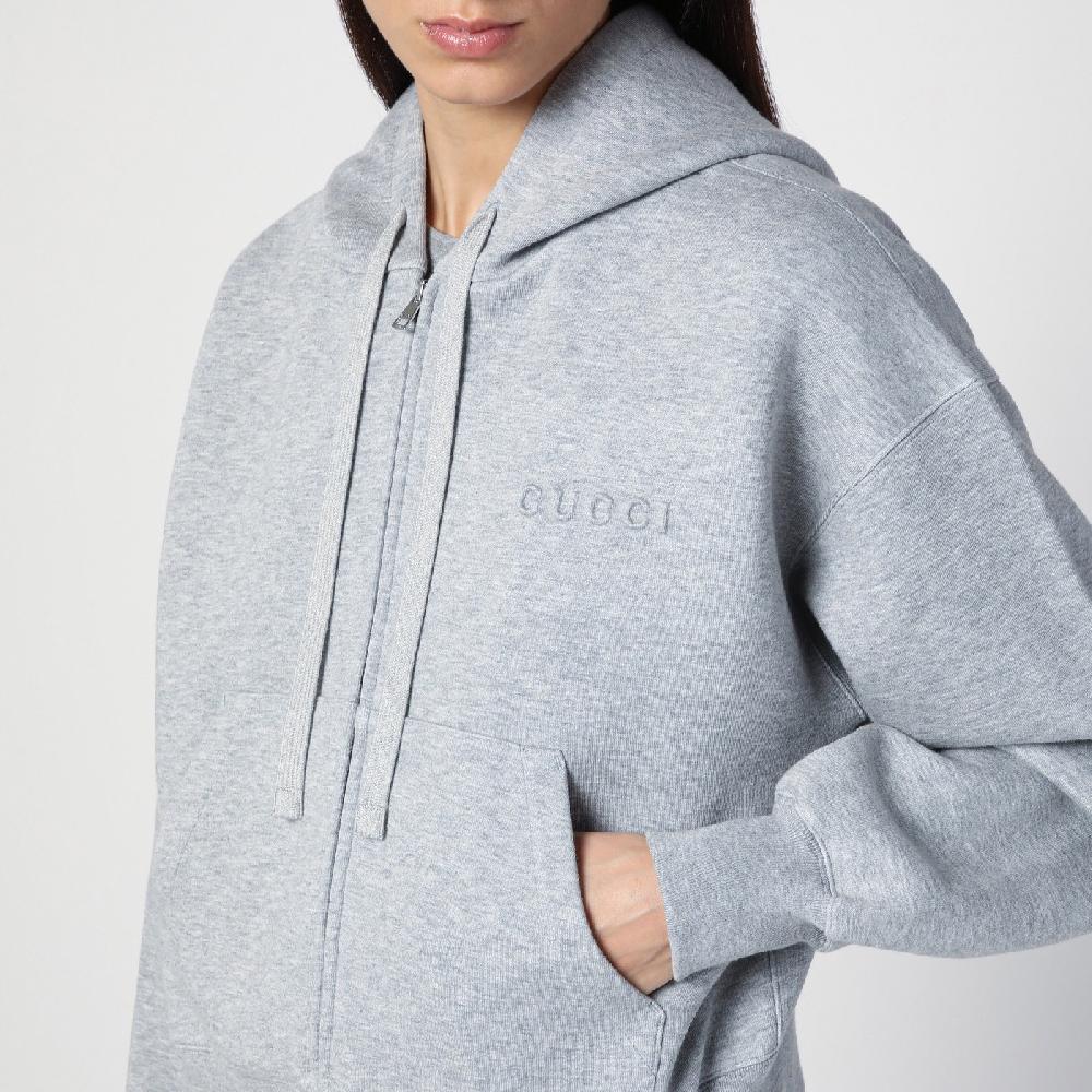 GUCCI Felpa grigia mélange in misto cotone Presa