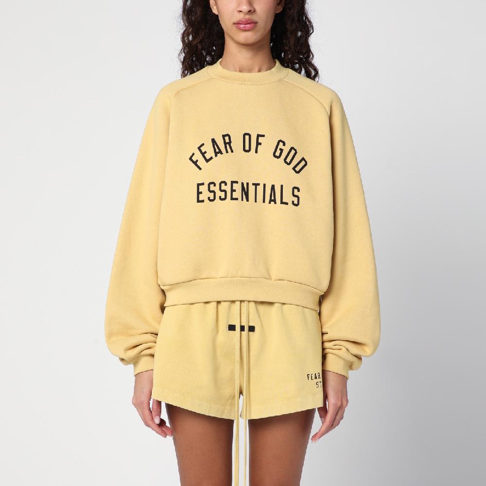 Fear of God Essentials Felpa cropped ambra con logo