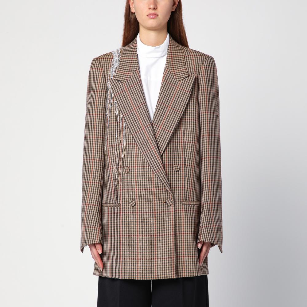 Dries Van Noten Giacca doppiopetto con motivo vichy in lana