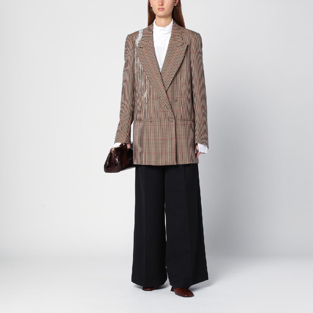Dries Van Noten Giacca doppiopetto con motivo vichy in lana Vendite Flash