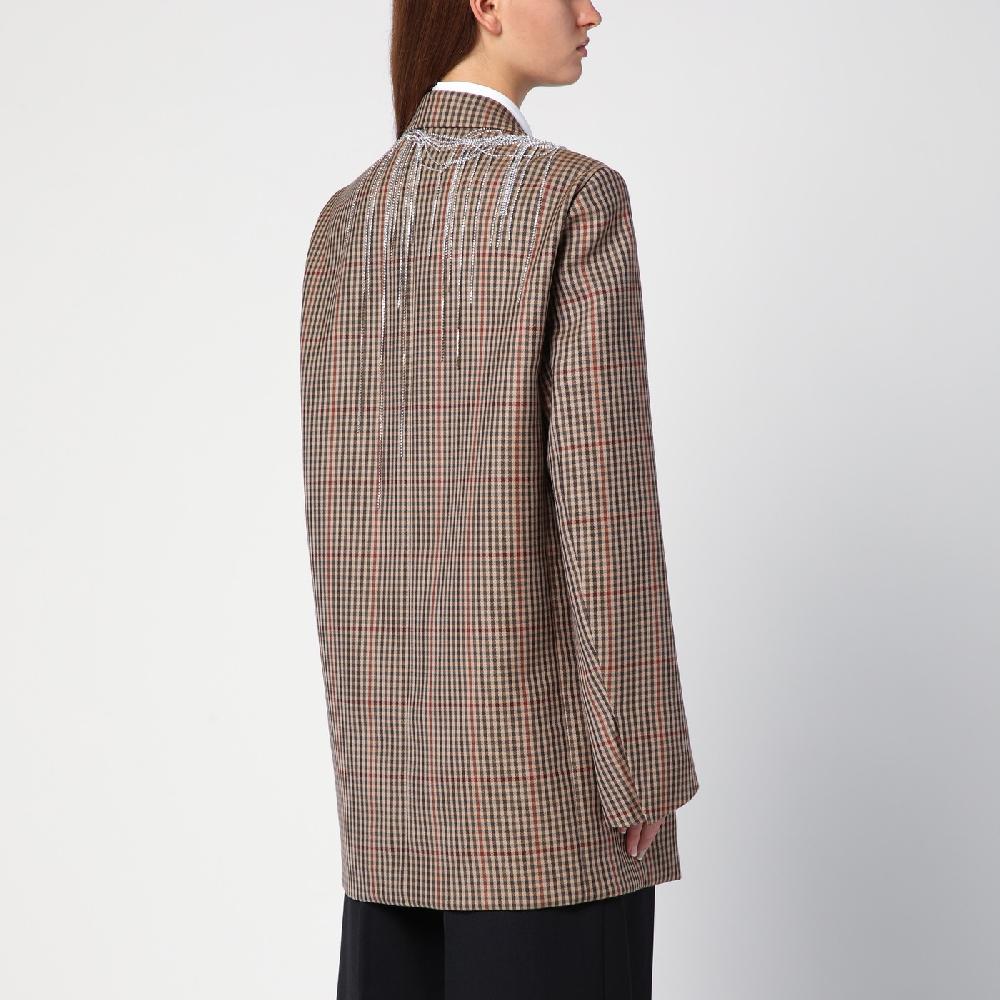 Dries Van Noten Giacca doppiopetto con motivo vichy in lana Vendite Flash