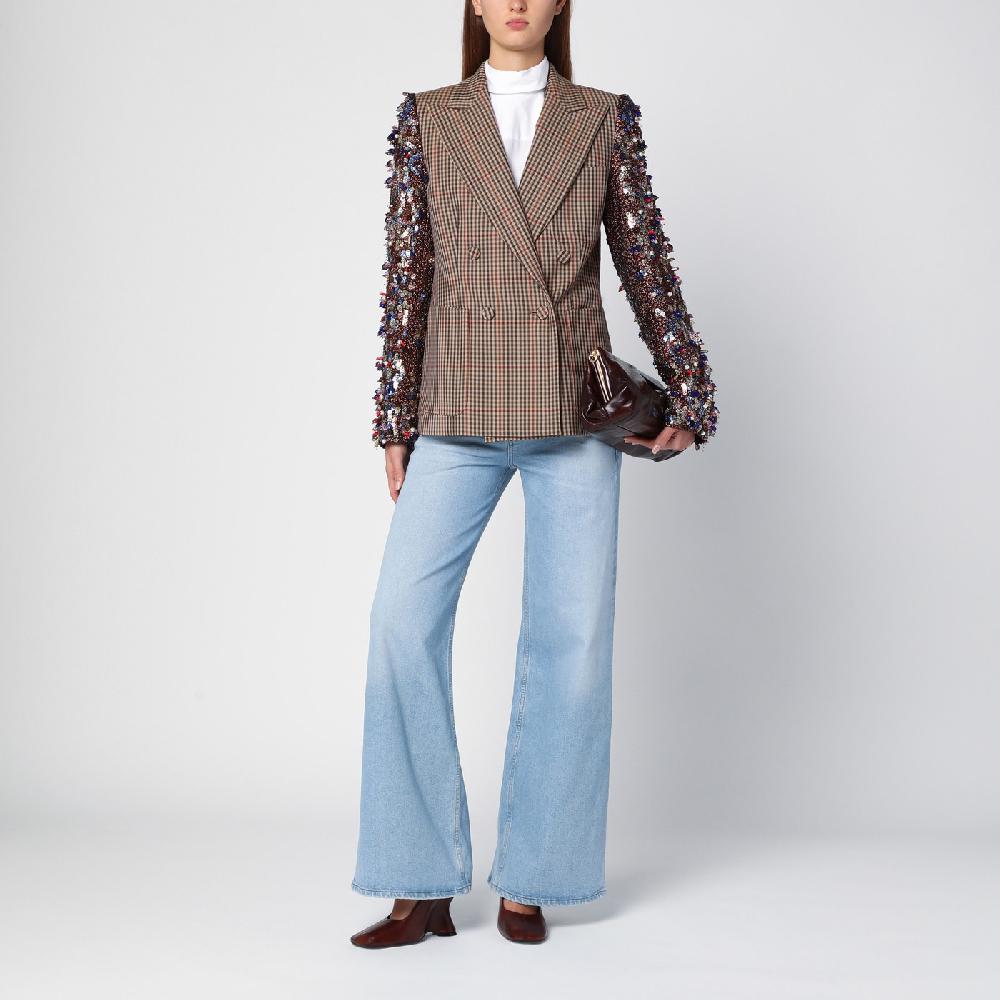 Dries Van Noten Giacca doppiopetto con motivo vichy e paillette Negozio