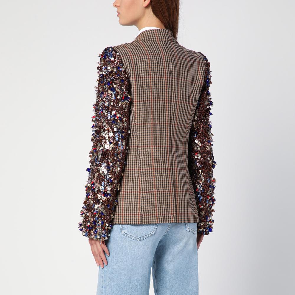Dries Van Noten Giacca doppiopetto con motivo vichy e paillette Negozio