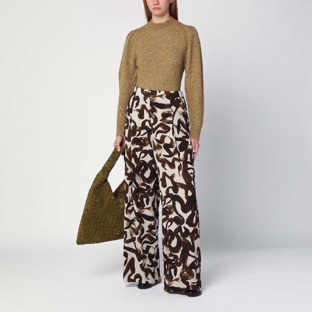 Dries Van Noten Pantalone ampio con stampa marrone 2025