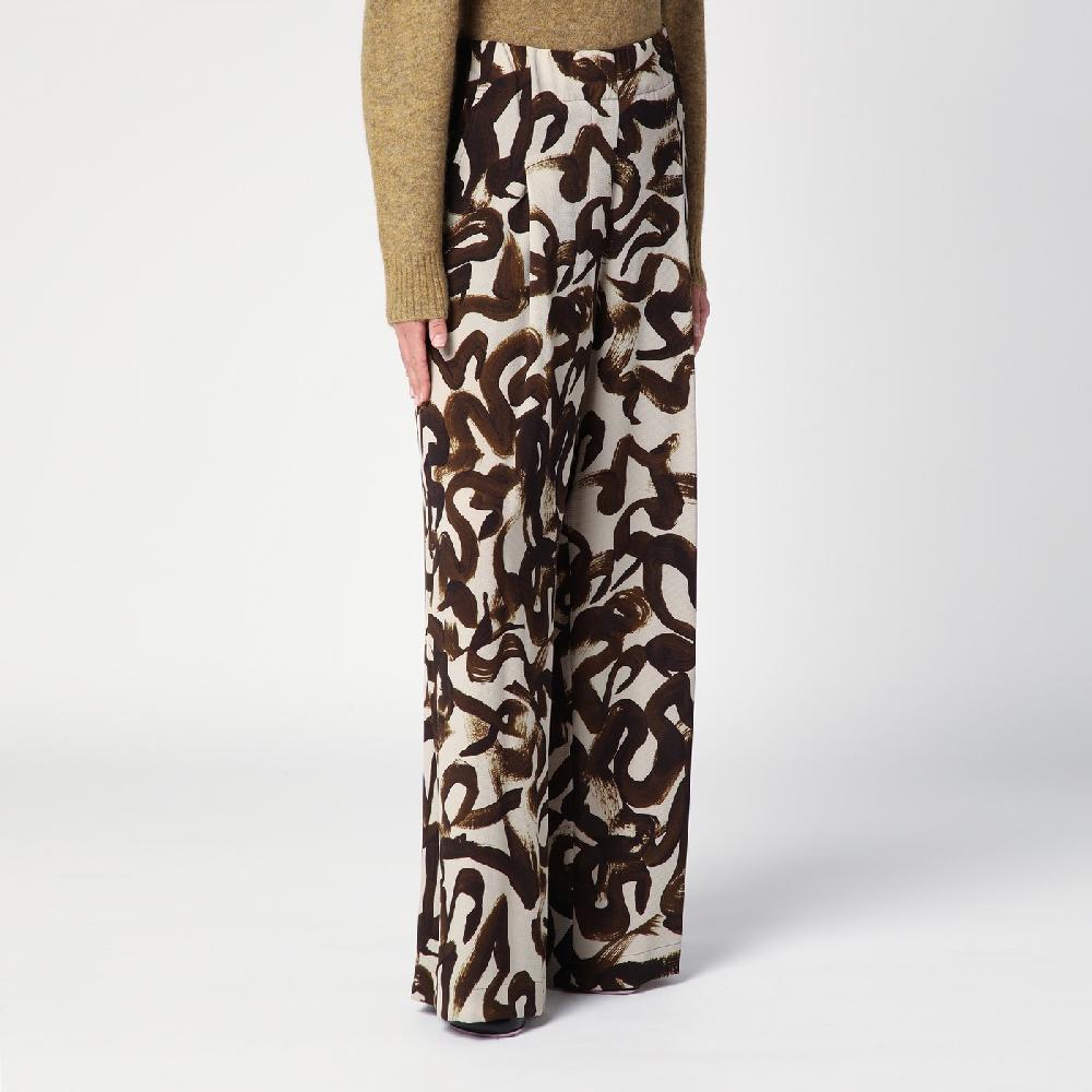 Dries Van Noten Pantalone ampio con stampa marrone 2025