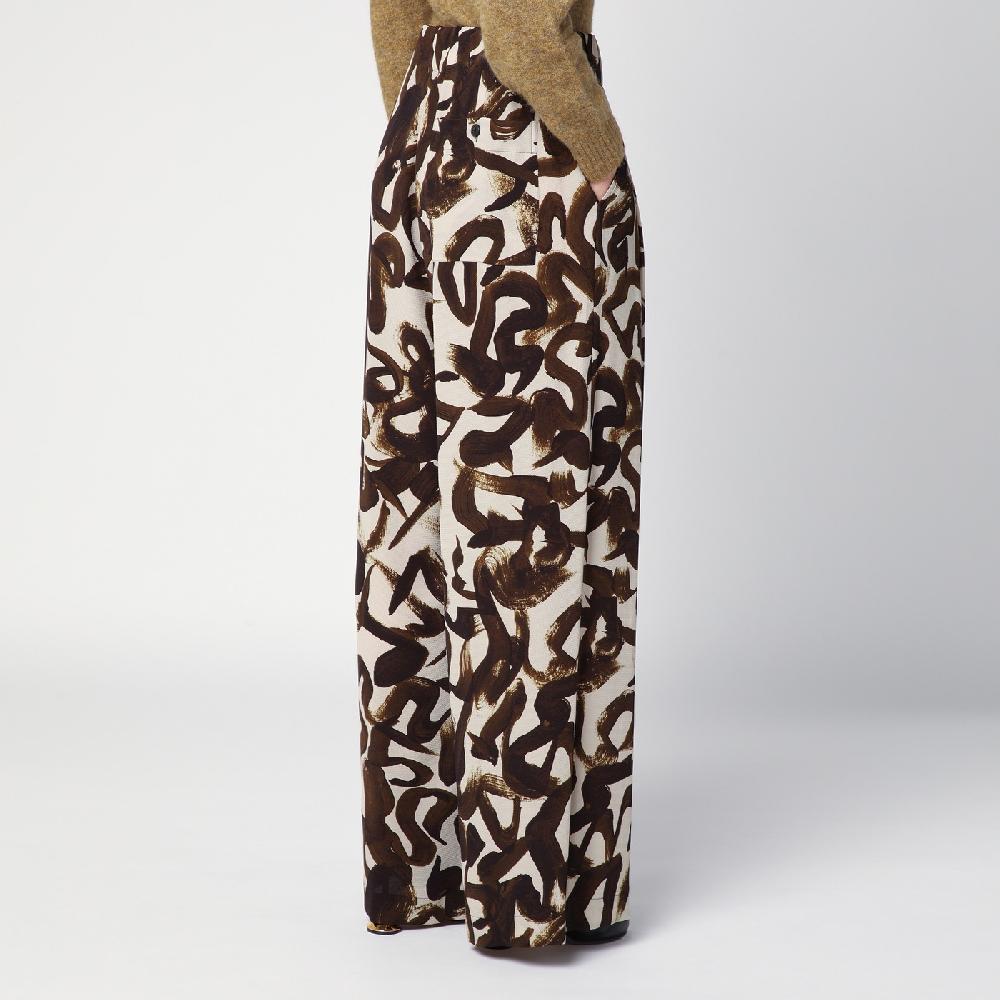 Dries Van Noten Pantalone ampio con stampa marrone 2025