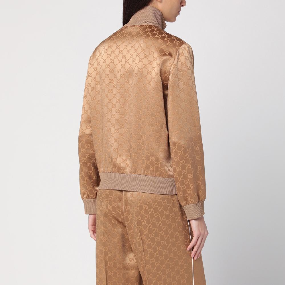 GUCCI Bomber color cammello in jacquard di viscosa GG 2025