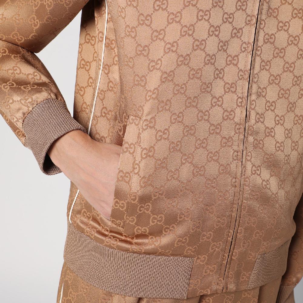 GUCCI Bomber color cammello in jacquard di viscosa GG 2025