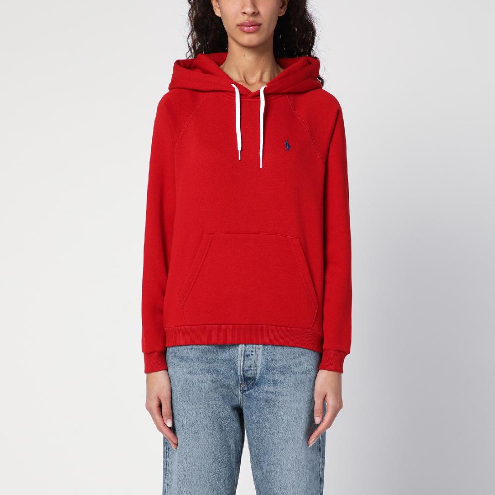 Polo Ralph Lauren Felpa rossa in cotone felpato