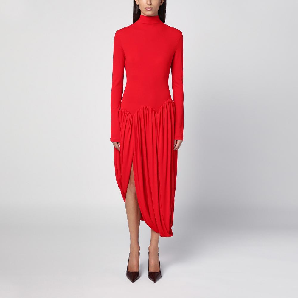 Ferragamo Abito rosso con gonna a tulipano