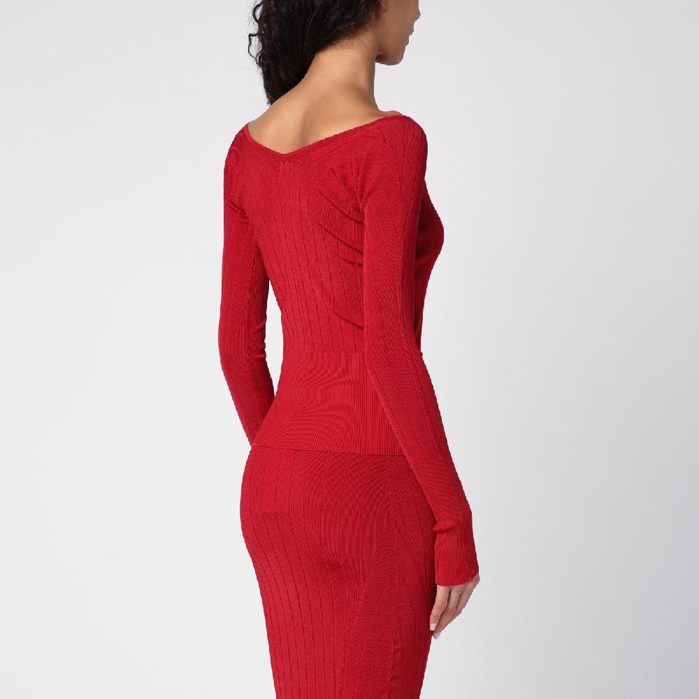 JACQUEMUS Maglia Le haut Pralù rossa in misto viscosa Vendita