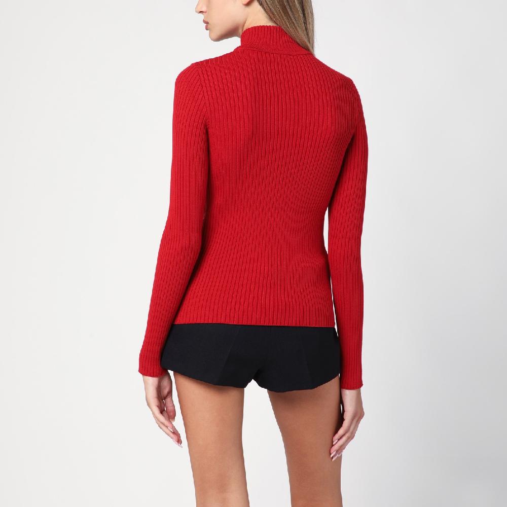 Courru00e8ges Maglia dolcevita rossa a coste Spedizione Gratuita