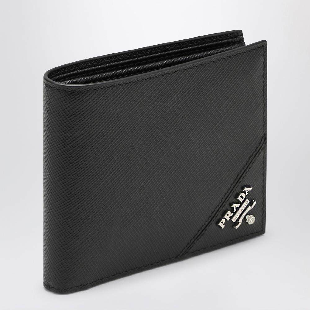 Prada Portafoglio orizzontale nero con logo Fino Al -60%