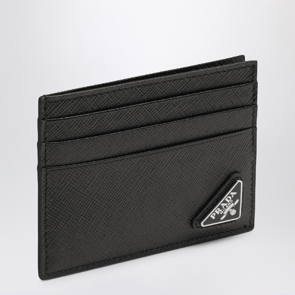 Prada Portacarte di credito nero in pelle Saffiano