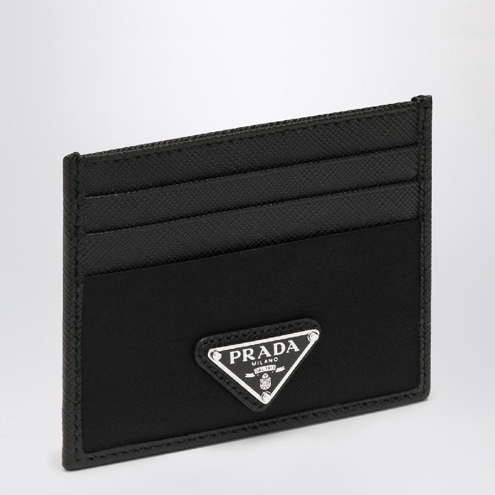 Prada Portacarte in Nylon e Saffiano nero Prezzo Ridotto