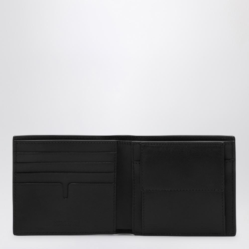Burberry Portafoglio bi-fold nero in pelle Check impresso Presa