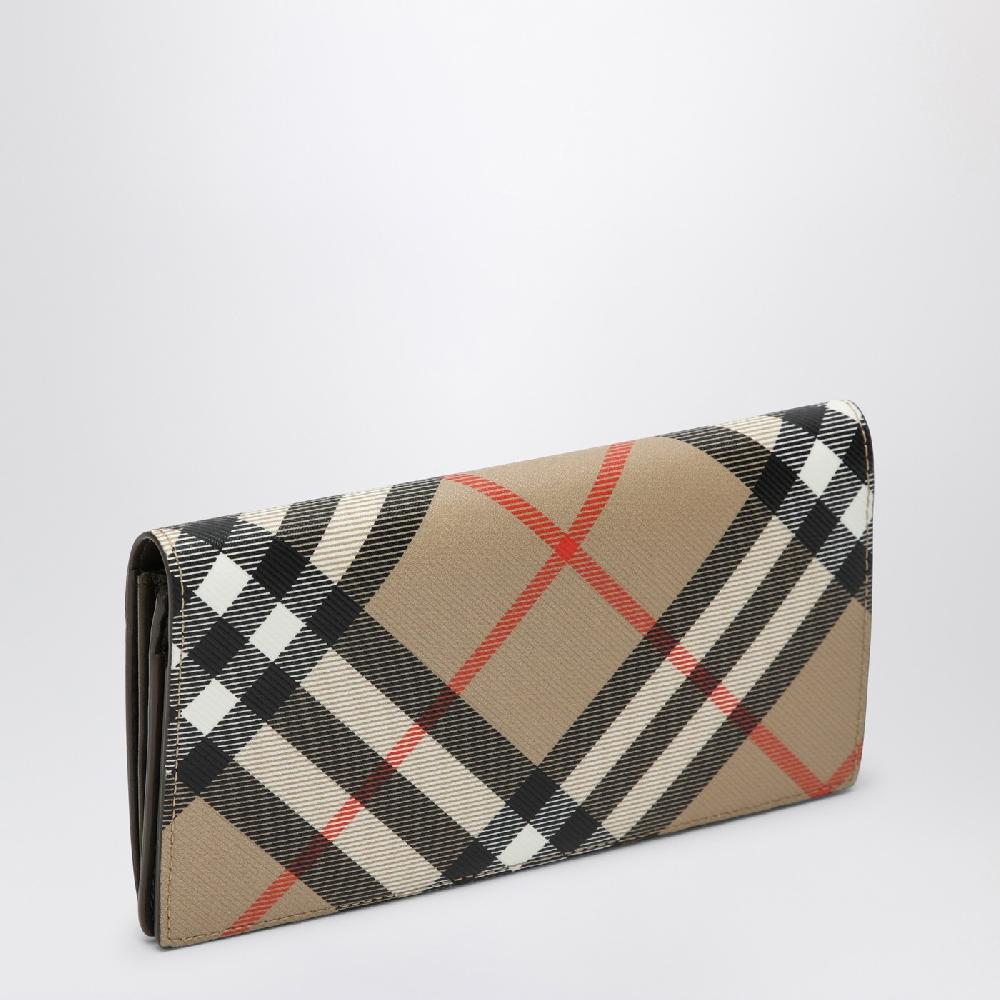 Burberry Portafoglio continental grande in Check beige