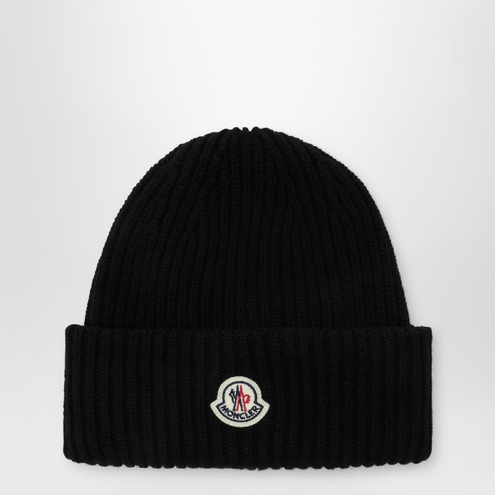 Moncler Cuffia nera in lana e cashmere Vendita Economica