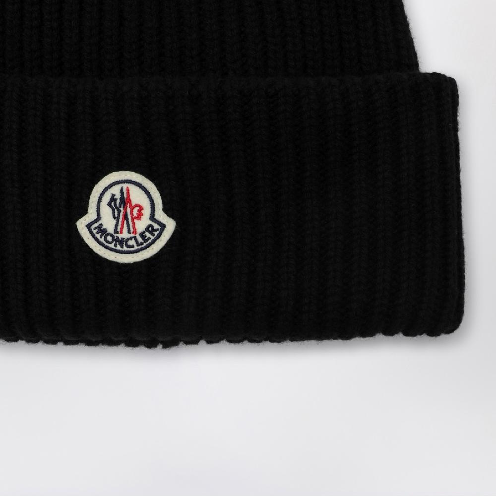 Moncler Cuffia nera in lana e cashmere Vendita Economica