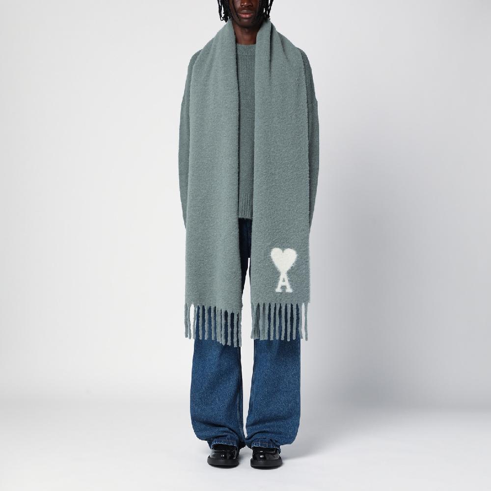 Ami Paris Sciarpa grigia chiara in misto alpaca Vendite Flash