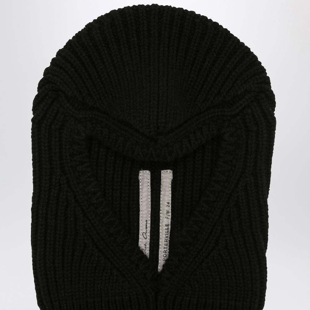 Rick Owens Balaclava Porterville Skull nero in cashmere In Saldo