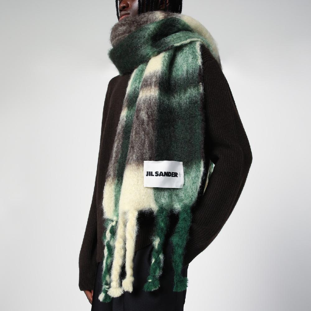 Jil Sander Sciarpa gialla/marrone/verde in misto mohair 2025