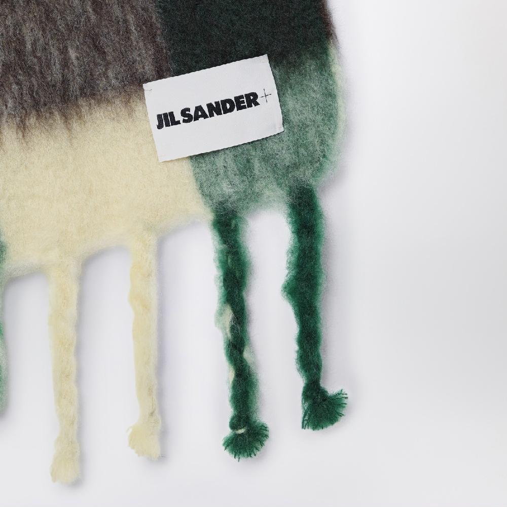 Jil Sander Sciarpa gialla/marrone/verde in misto mohair 2025