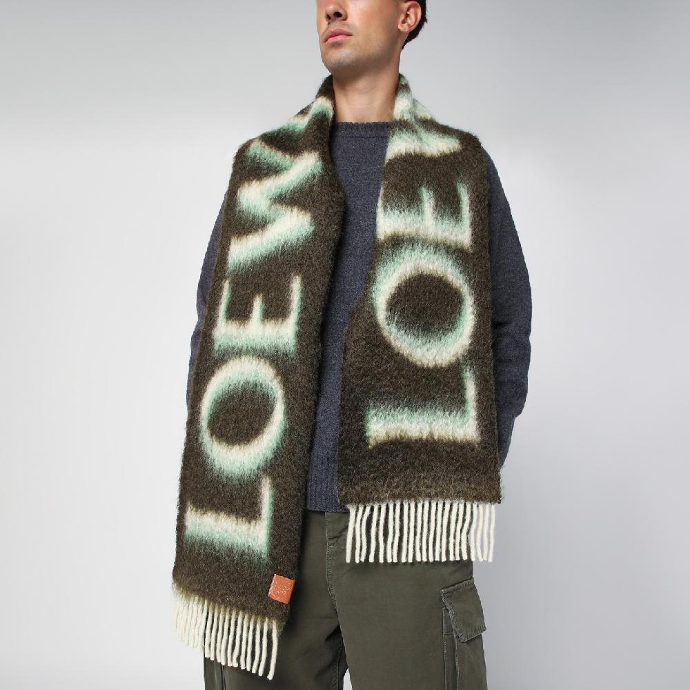 Loewe Sciarpa verde/bianca in lana e mohair Promozione