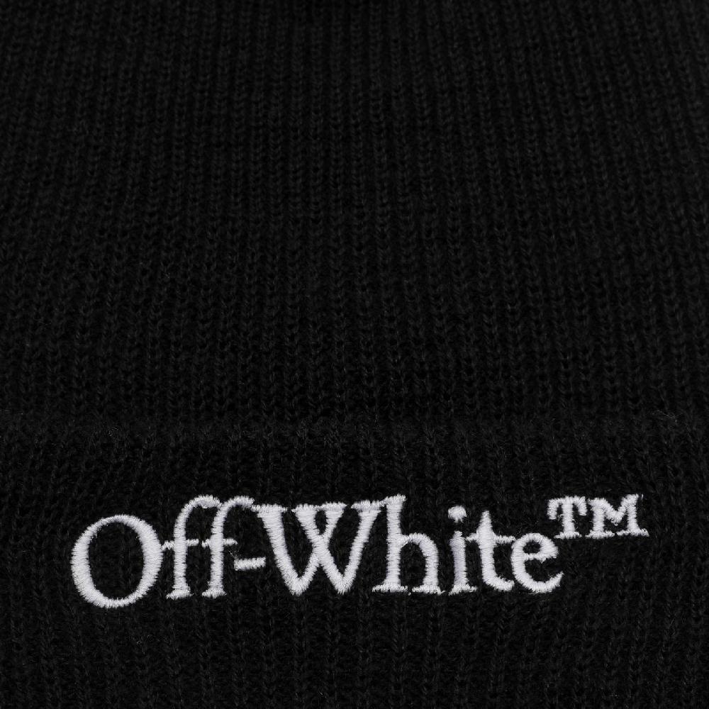 Off-Whiteu2122 Cuffia nera in lana con logo Pezzi Unici
