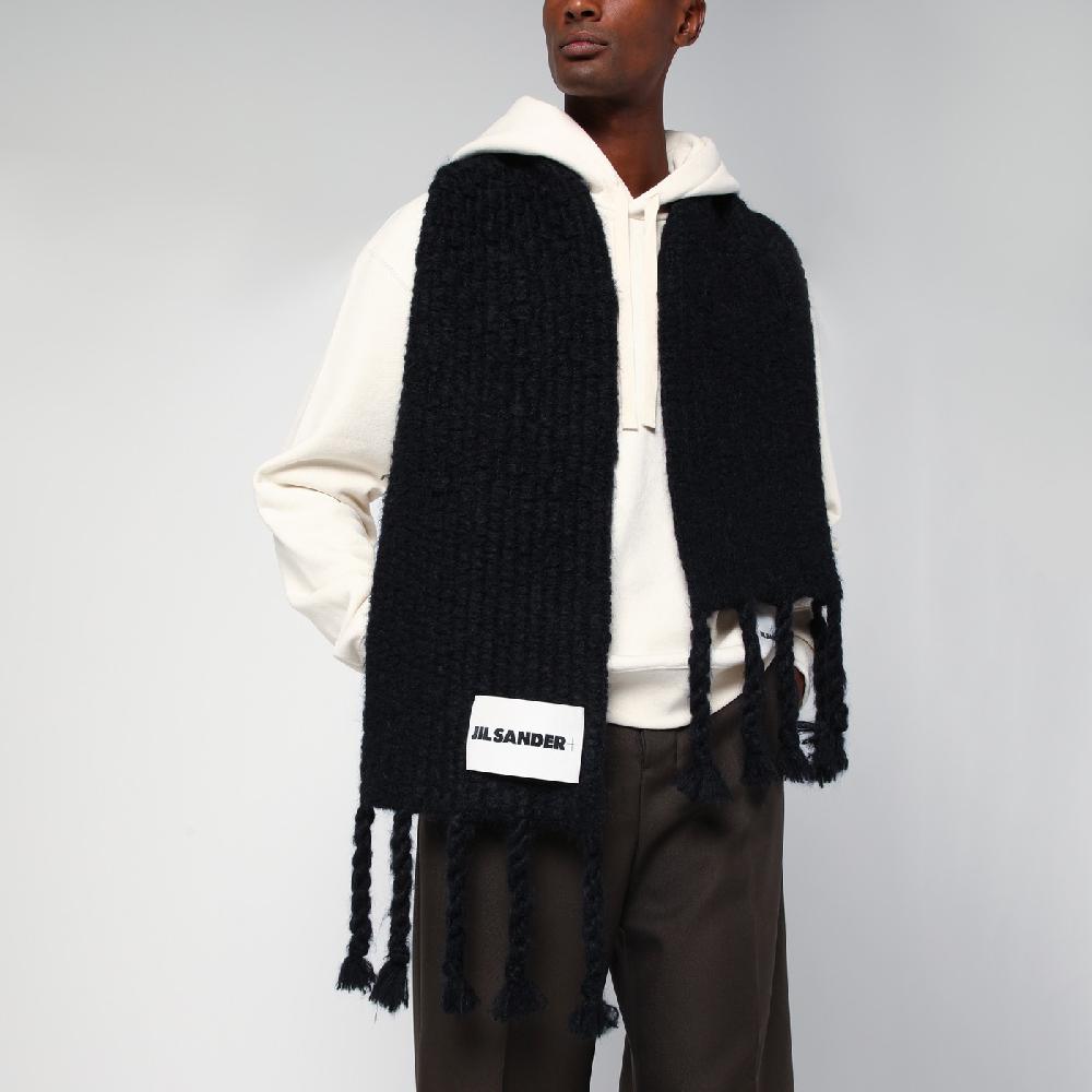 Jil Sander Sciarpa nera in misto mohair Qualità Garantita