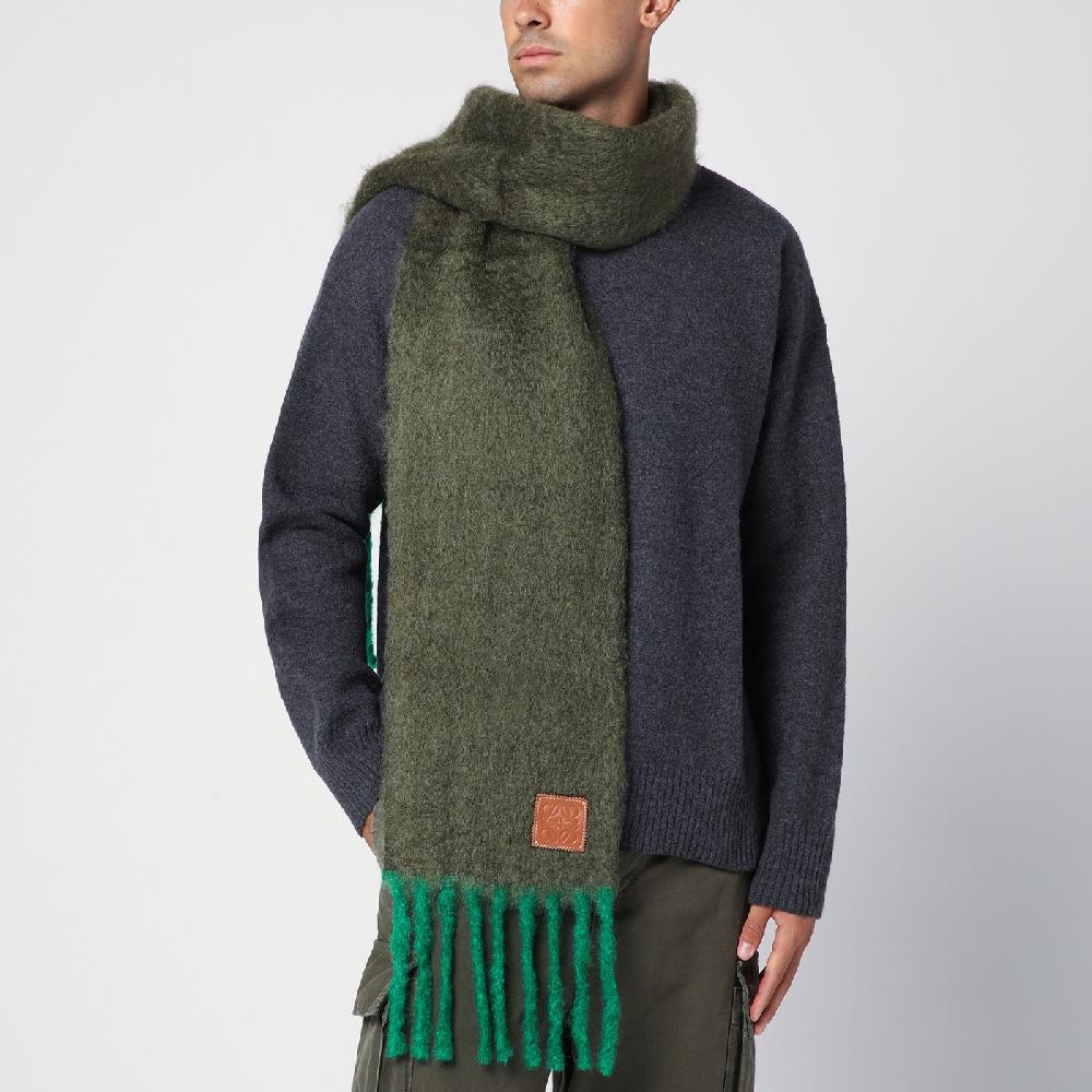 Loewe Sciarpa verde kaki/verde in mohair e lana Acquista Ora