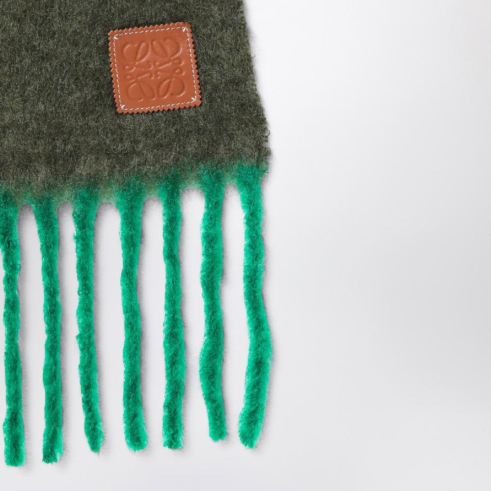 Loewe Sciarpa verde kaki/verde in mohair e lana Acquista Ora
